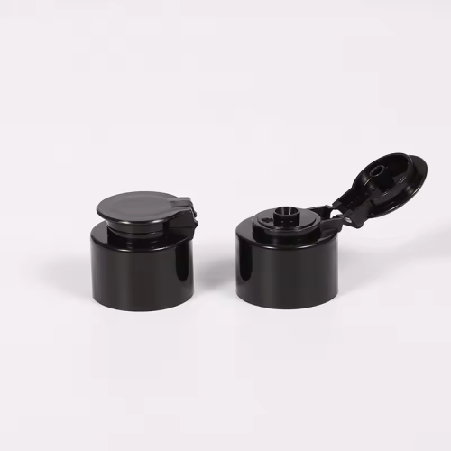 Factory Price 24mm Black Plastic Bottle Flip Cap Shampoo Body Wash Gel Bottles Flip Top Caps