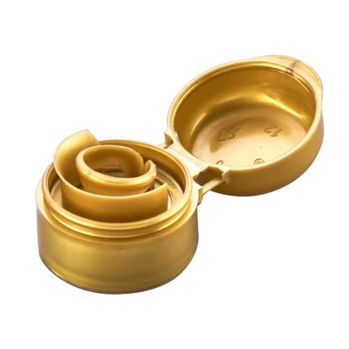 27.5mm Gold Flip Top Cap For Soy Sauce Bottle Plastic Vinegar Oil Bottle Flip Top Cap With Ring Pull