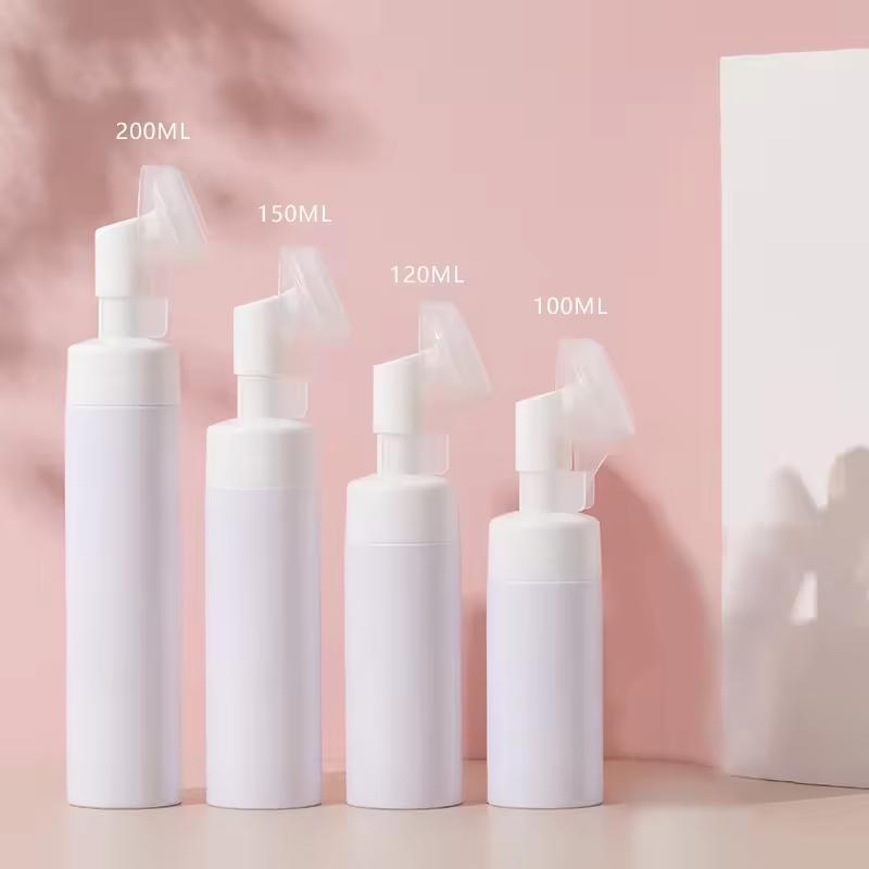 Customization Face Wash Pump Bottle With Brush 100ml 120ml 150ml 200ml Foam Wash Facial Cleanser Bottle Packaging