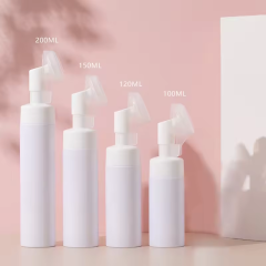 Customization Face Wash Pump Bottle With Brush 100ml 120ml 150ml 200ml Foam Wash Facial Cleanser Bottle Packaging