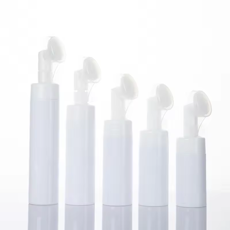 Customization Face Wash Pump Bottle With Brush 100ml 120ml 150ml 200ml Foam Wash Facial Cleanser Bottle Packaging