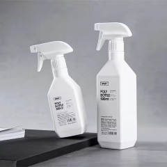 300ml 10oz 500ml 18oz White HDPE Plastic Mist Trigger Spray Square Bottle Cleaning Liquid Proof Detergent Bottles