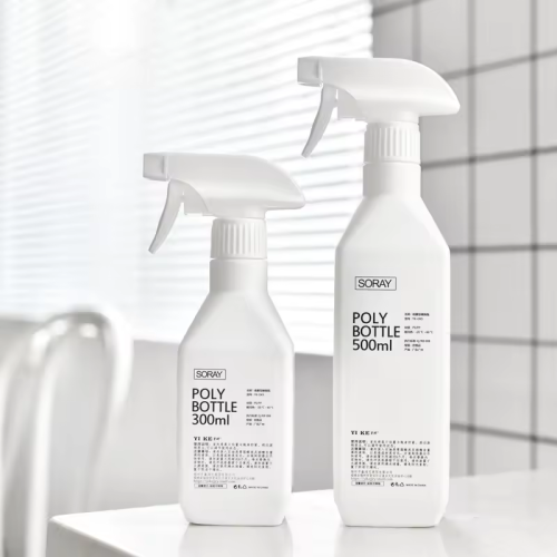 300ml 10oz 500ml 18oz White HDPE Plastic Mist Trigger Spray Square Bottle Cleaning Liquid Proof Detergent Bottles