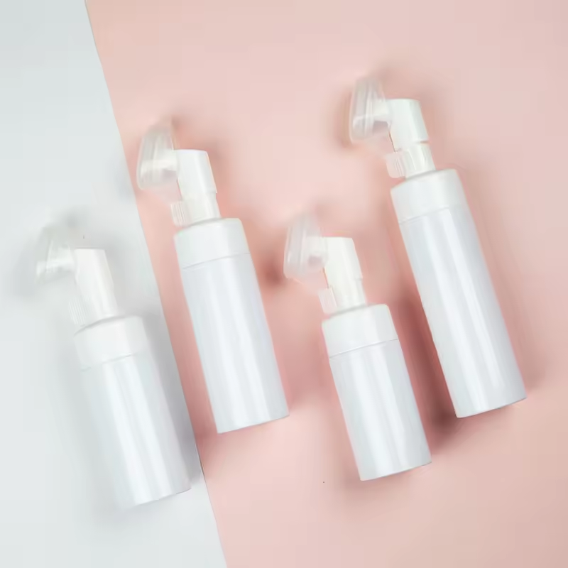 Customization Face Wash Pump Bottle With Brush 100ml 120ml 150ml 200ml Foam Wash Facial Cleanser Bottle Packaging