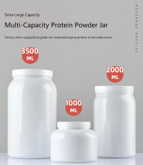 Supply 1000ml 2000ml 3500ml PET Material Powder Supplement Bottle Plastic Jar For Protein Powder
