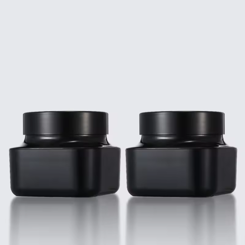 Hot Sale 50g Empty Black Square Plastic Cosmetic Jar With Cap For Cream Lotion Packaging