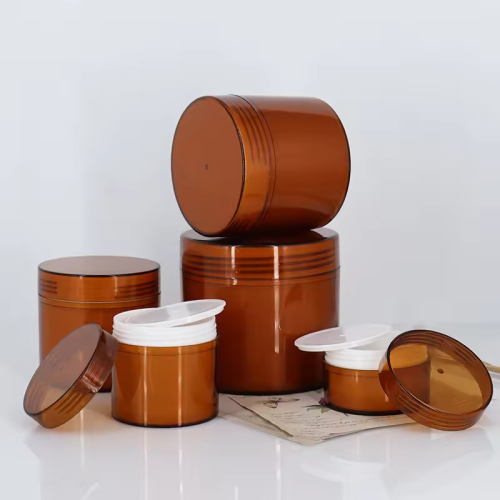 50g 100g 200g 300g 500g Pet Amber Double Wall Cream Jar Empty Cosmetic Face Cream Eye Cream Jar