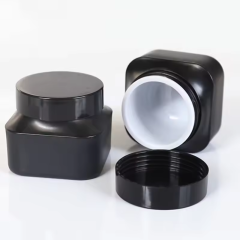 Hot Sale 50g Empty Black Square Plastic Cosmetic Jar With Cap For Cream Lotion Packaging