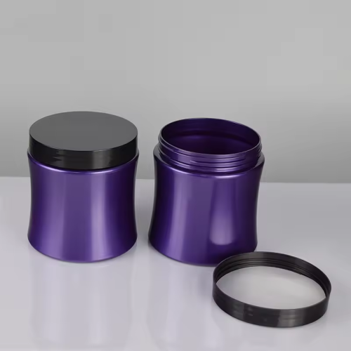 Thin Body 500ml Plastic Jars For Cosmetic Cream Jar Packaging PET Purple Plastic Jar
