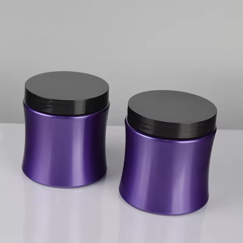 Thin Body 500ml Plastic Jars For Cosmetic Cream Jar Packaging PET Purple Plastic Jar