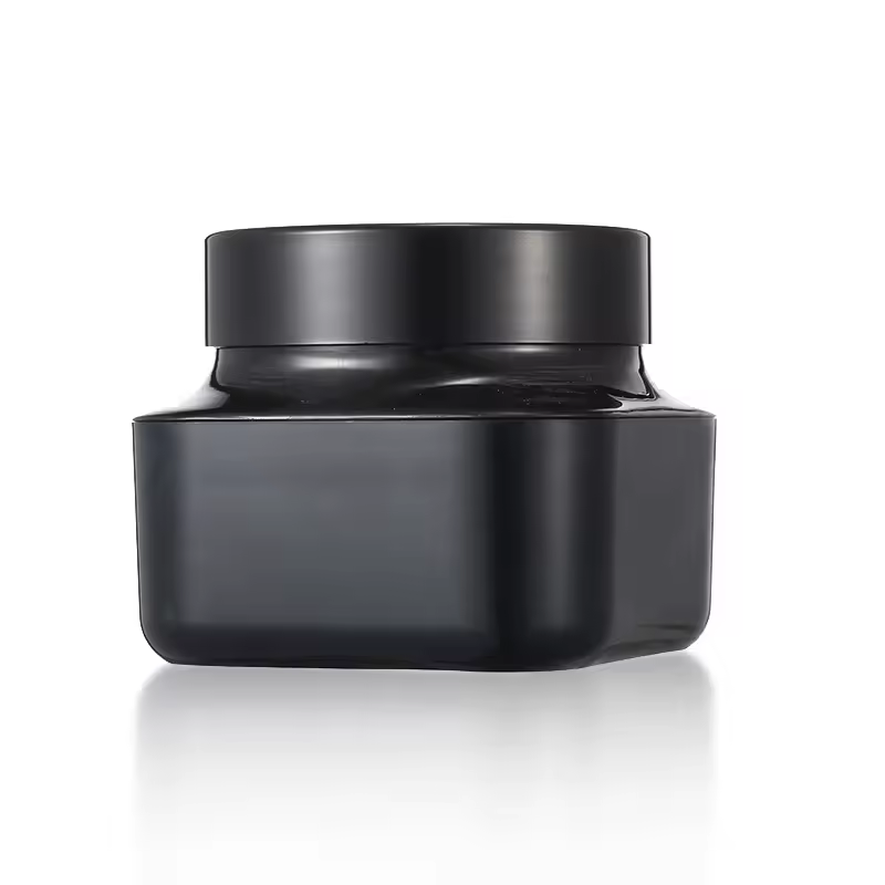 Hot Sale 50g Empty Black Square Plastic Cosmetic Jar With Cap For Cream Lotion Packaging