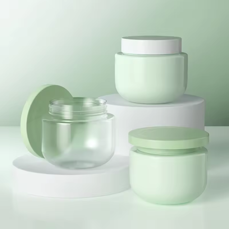New Arrival Green 250ml Wide Mouth Cute Body Cream Jars Packaging Empty Pet Plastic Cosmetic Cream Jar