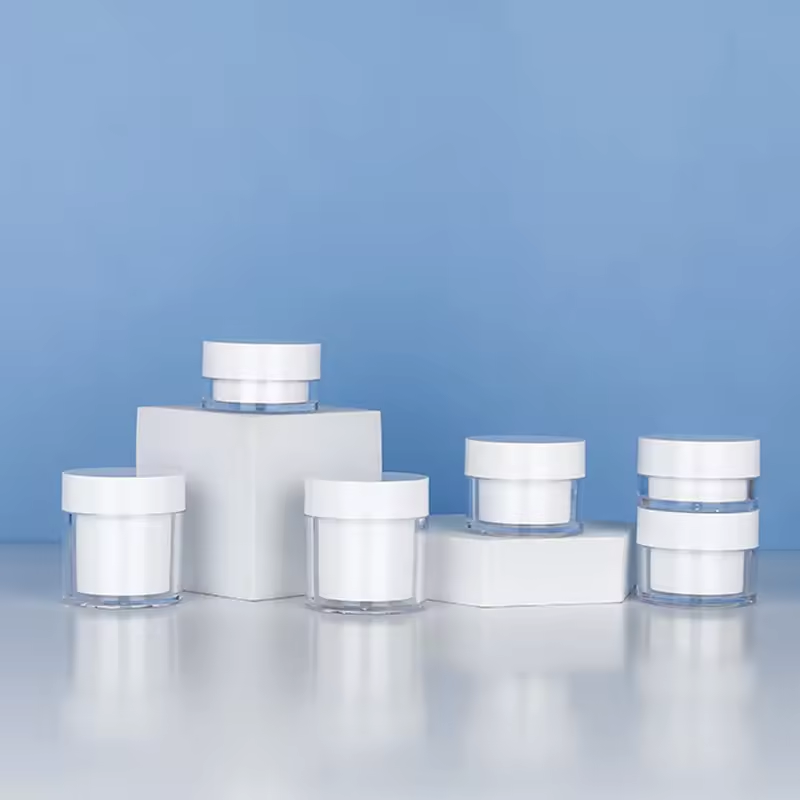 Custom Small Double Wall Cosmetic Cream Jar 15g 20g 30g 50g Plastic Body Scrub Container Cream Jars With Lids