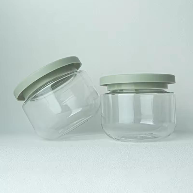 New Arrival Green 250ml Wide Mouth Cute Body Cream Jars Packaging Empty Pet Plastic Cosmetic Cream Jar