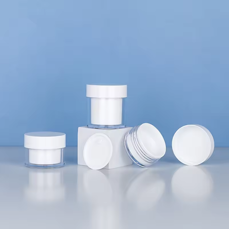 Custom Small Double Wall Cosmetic Cream Jar 15g 20g 30g 50g Plastic Body Scrub Container Cream Jars With Lids