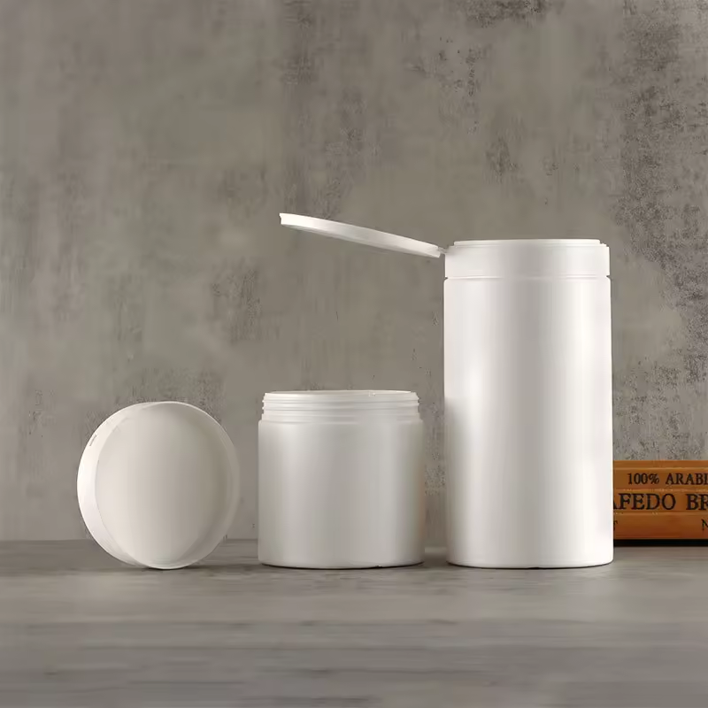 Simple 500g 1000g Cosmetic Cream Jar For Body Butter Balms PE Plastic Wide Mouth Face Cream Jars Packaging