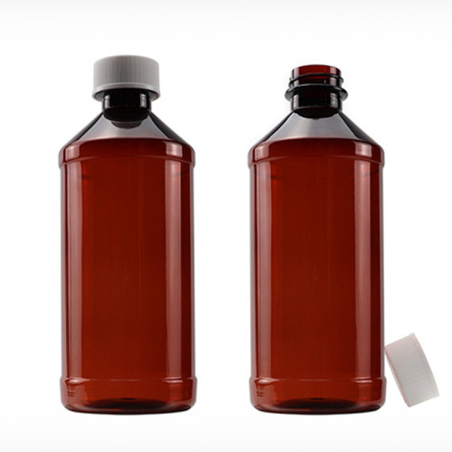 16oz 500ml Empty Amber Cough Syrup Food grade materials Bottle with CRC Red Writing caps and Sealed For Your protection