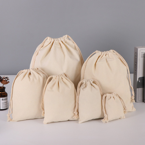 Eco friendly Custom Logo Plain Natural draw string bag cotton dust bag canvas drawstring bag