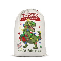 Hot-selling factory stock gift canvas bags, pure cotton eco-friendly drawstring bags, creative dinosaur pattern drawstring bags