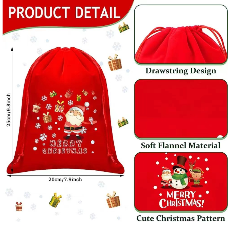 Popular Christmas large velvet gift bag, Liss Velvet storage bag, velvet candy drawstring bag