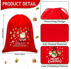 Popular Christmas large velvet gift bag, Liss Velvet storage bag, velvet candy drawstring bag