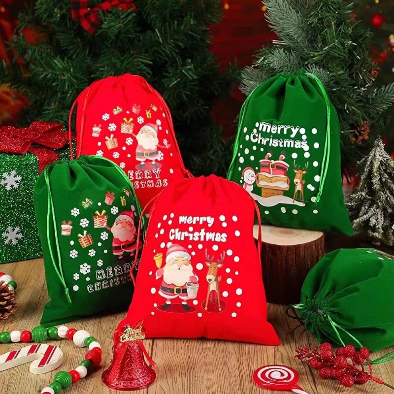 Popular Christmas large velvet gift bag, Liss Velvet storage bag, velvet candy drawstring bag