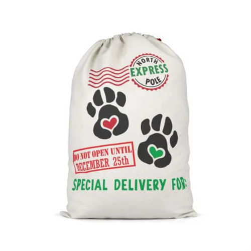 Hot-selling factory stock gift canvas bags, pure cotton eco-friendly drawstring bags, creative dinosaur pattern drawstring bags