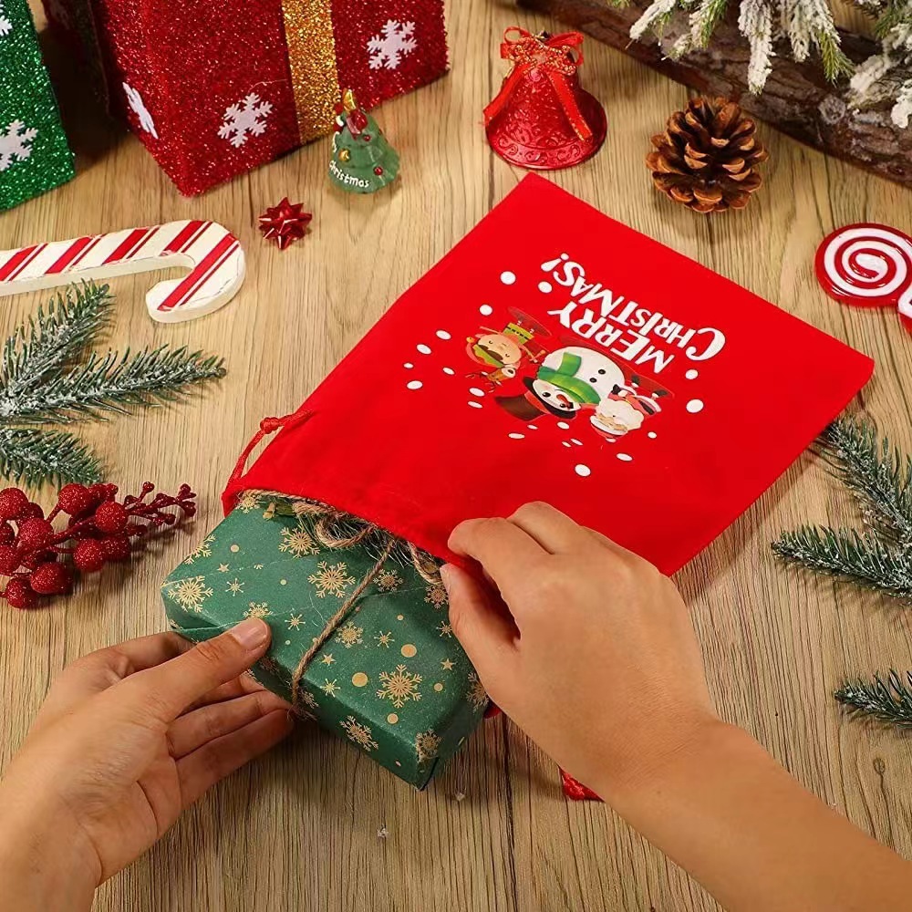 Popular Christmas large velvet gift bag, Liss Velvet storage bag, velvet candy drawstring bag