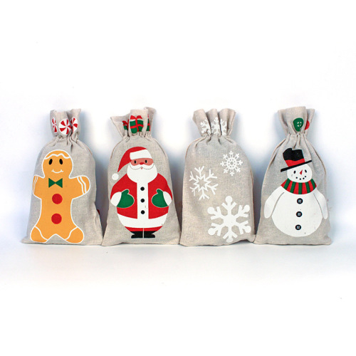 Reusable Santa Sack Christmas Drawstring Storage Bags Various Styles Cotton Canvas Xmas Gift Packaging
