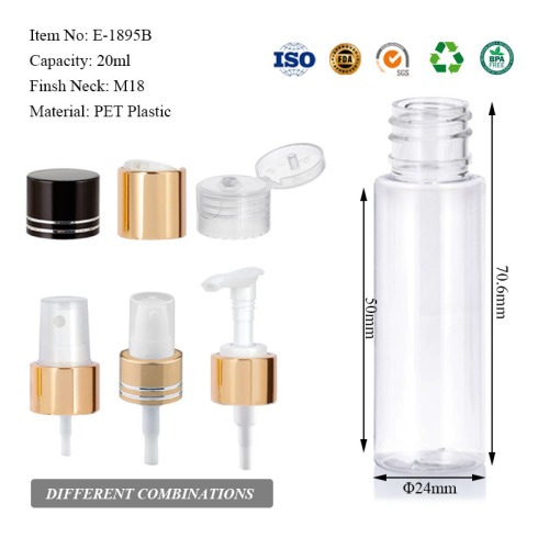 20ml 0.67oz PET plastic cylinder bottle