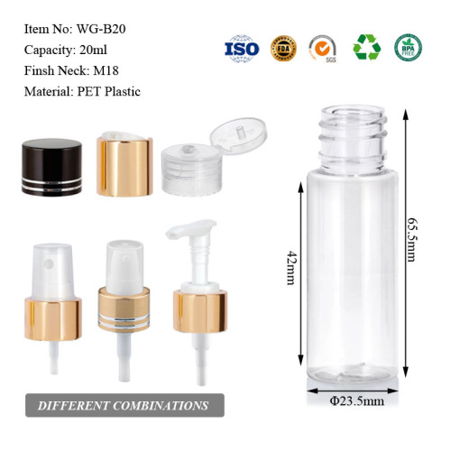20ml 0.67oz PET plastic cylinder bottle