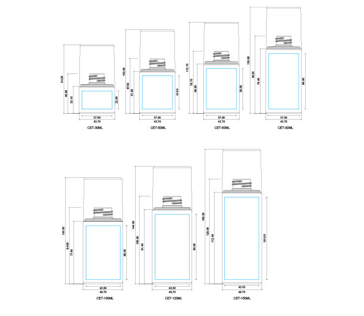30ml,50ml,60ml,80ml,100ml,120ml,150ml ,200ml PETG square lotion bottle