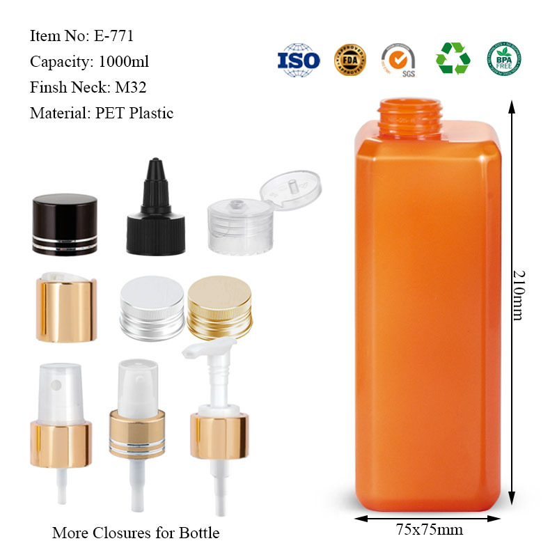 1000ML non middle mouth square bottle