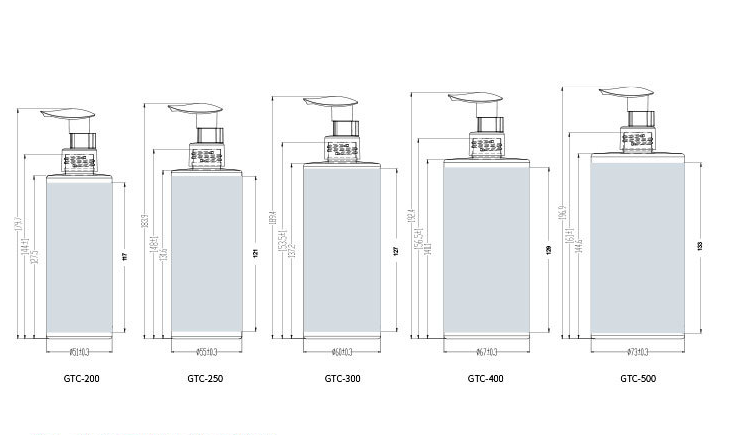 200ml,250ml,300ml,400ml,500ml PET shampoo and shower gel round bottle