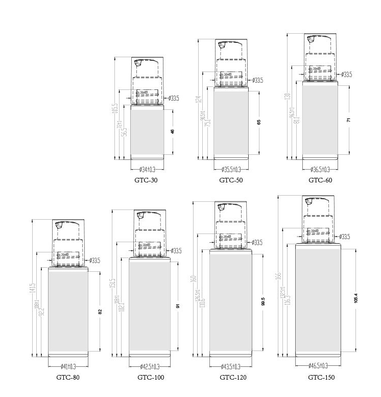 12g,30g,50g,30ml,50ml,60ml,80ml,100ml,120ml,150ml PETG cream jar lotion spray bottle