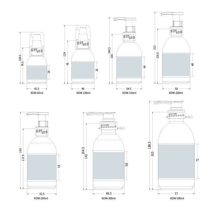 60ml,100ml,150ml,200ml,250ml,300ml,500ml PE spray lotion bottle