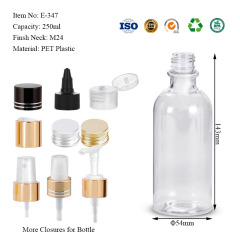 250ML ring-top convex-ring-bottom long neck cosme round bottle