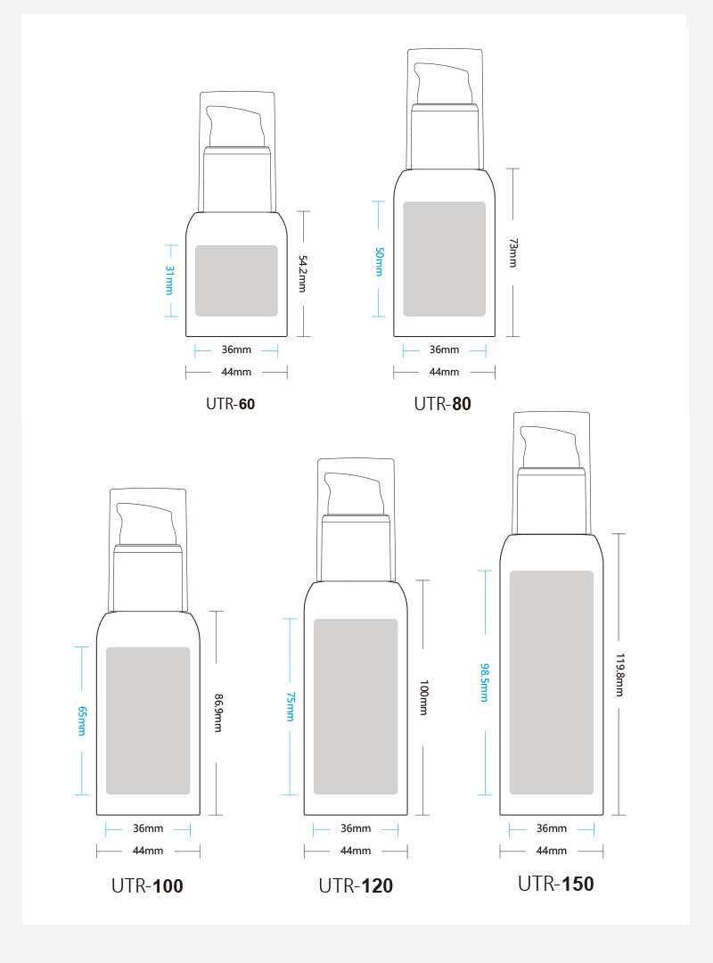 50ml,60ml,80ml,100ml,120ml,150ml,180ml PET spray lotion bottle