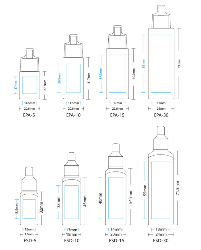 5ml,10ml,15ml,30ml PE sample bottle