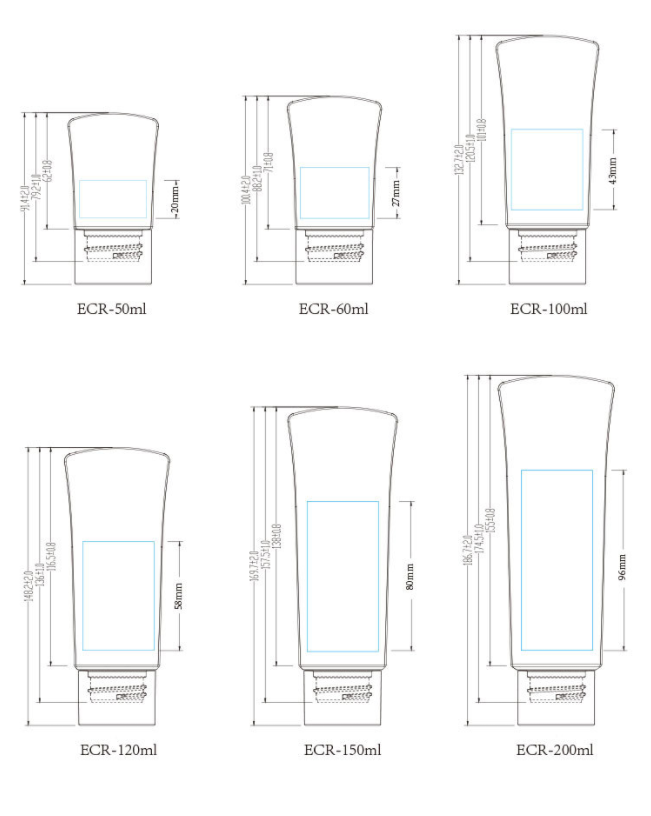 50ml,60ml,100ml,120ml,150ml,200ml PE squeeze tube bottle