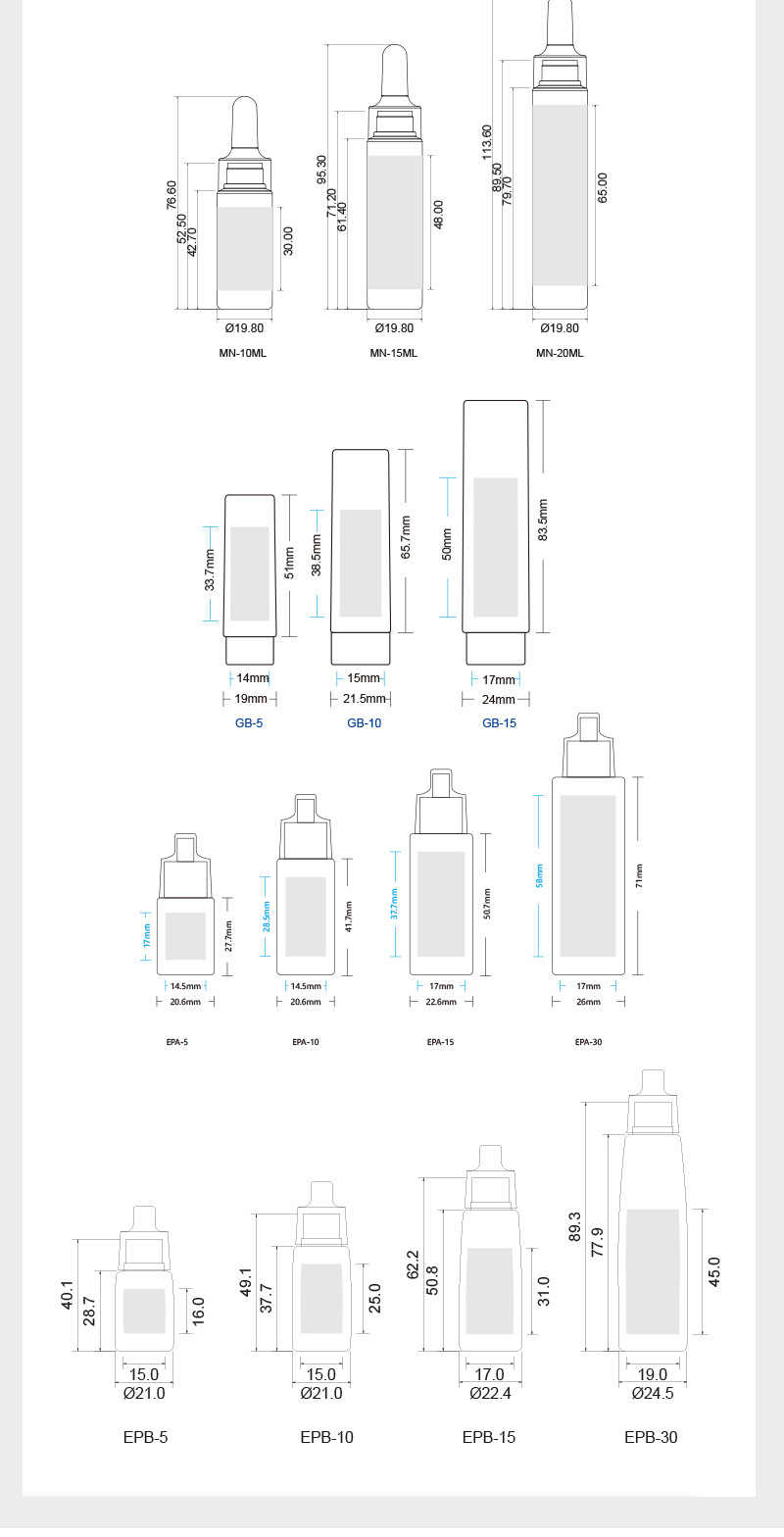 5ml, 10ml, 15ml, 20ml ,30ml PE Soft Tube