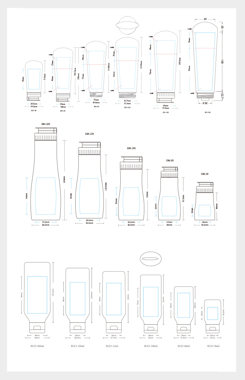 30ml,50ml,60ml,100ml,120ml,150ml,200ml PE Soft Tube