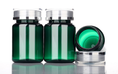 80ml green PET capsule bottle flip top high-end health care plastic medicine bottle pill tablet packaging