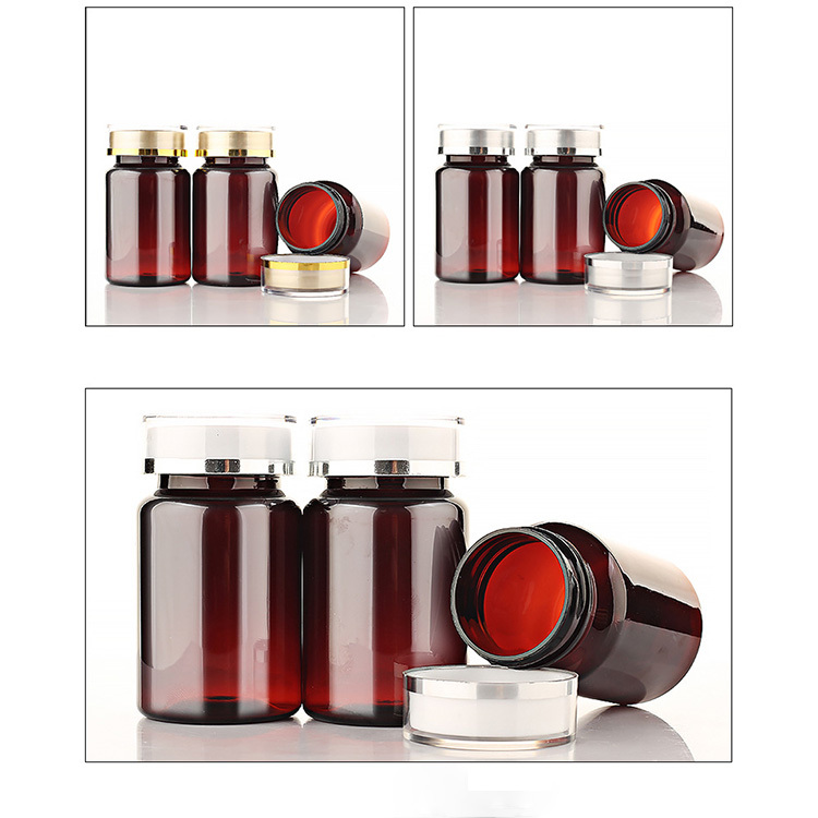 100ml brown medicine bottle plastic bottle PET capsule bottle flip top high-end health care product pills bottle