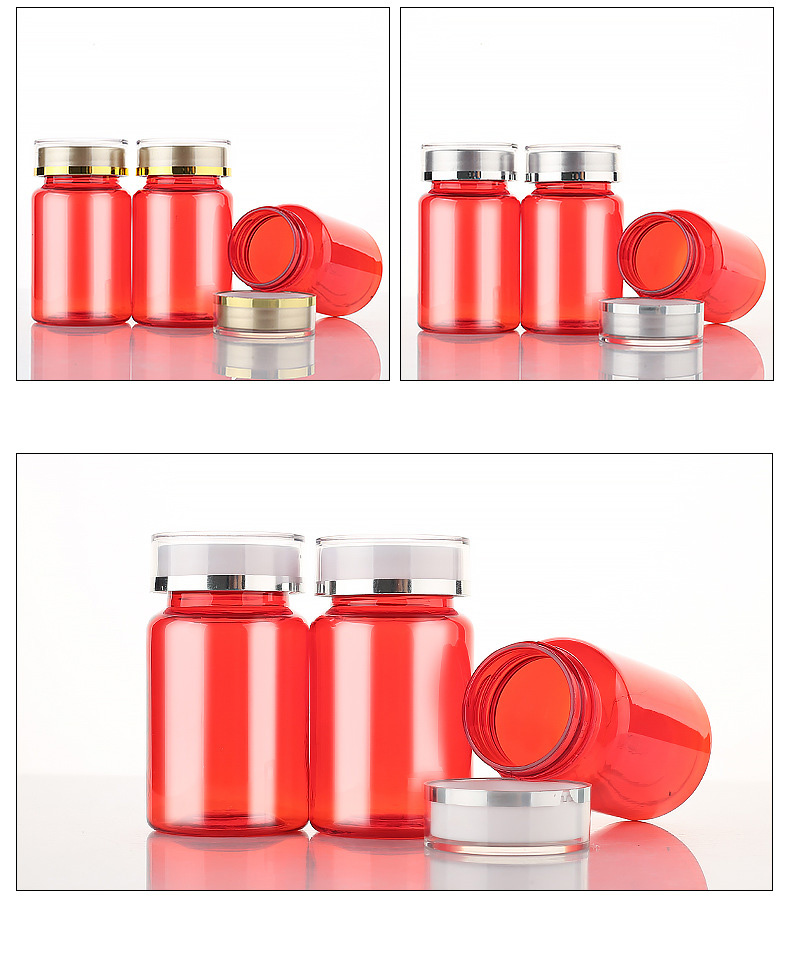 100ml red medicine bottle plastic bottle PET capsule bottle flip top high-end health care product pills bottle