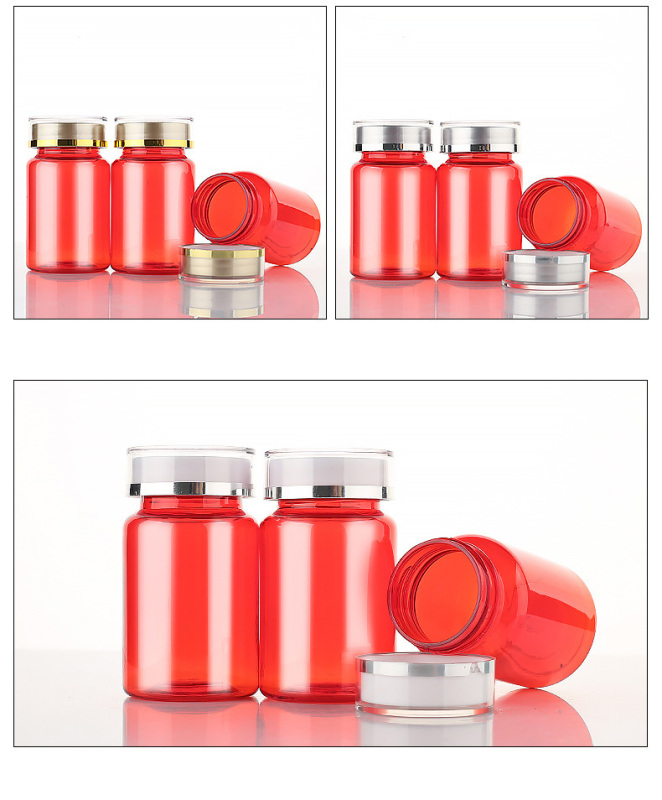 100ml red medicine bottle plastic bottle PET capsule bottle flip top high-end health care product pills bottle