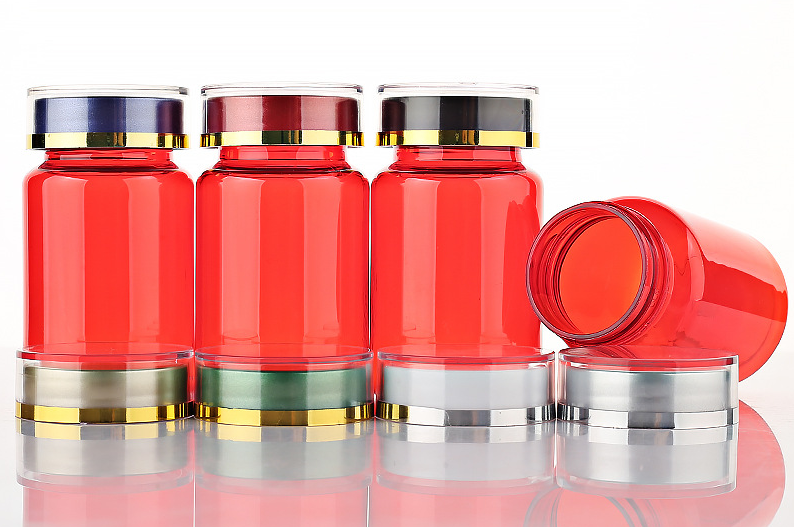 100ml red medicine bottle plastic bottle PET capsule bottle flip top high-end health care product pills bottle