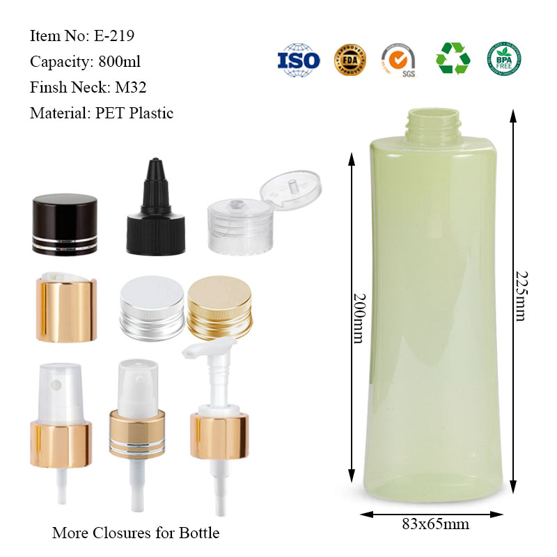 800ML rectangle-top oval-bottom flat bottle