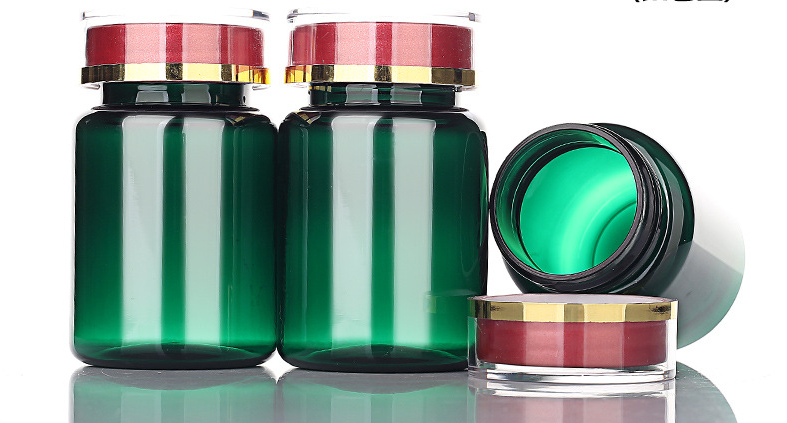80ml green PET capsule bottle flip top high-end health care plastic medicine bottle pill tablet packaging