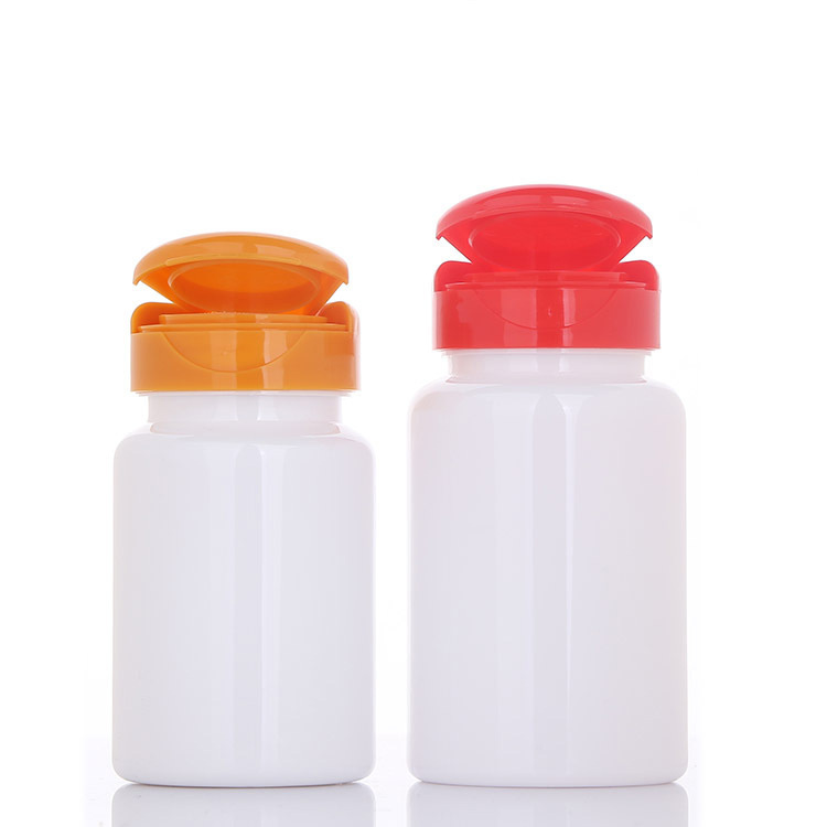100cc white PET plastic bottle 120ml orange flip top pill capsule bottle tablet empty bottle